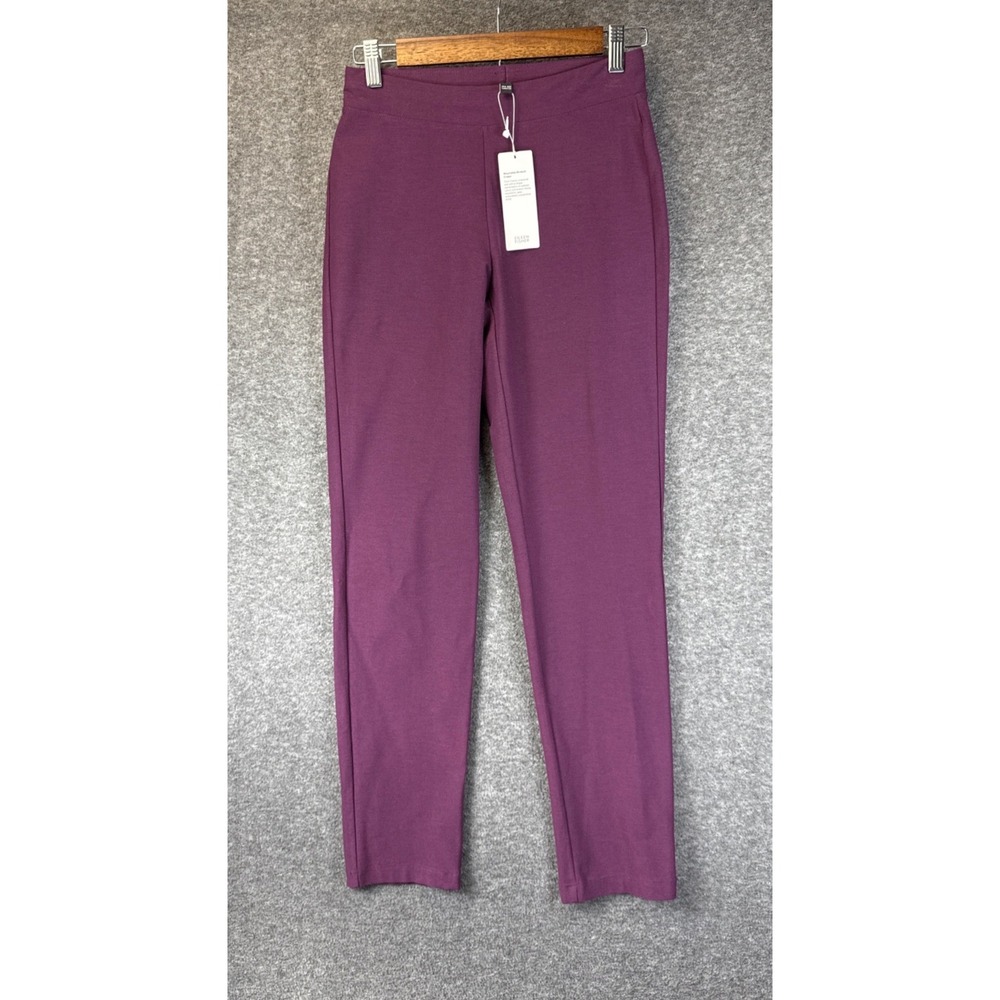 NWT Eileen Fisher Slim Ankle Pant Womens XXS Blackberry Washable Stretch Crepe
